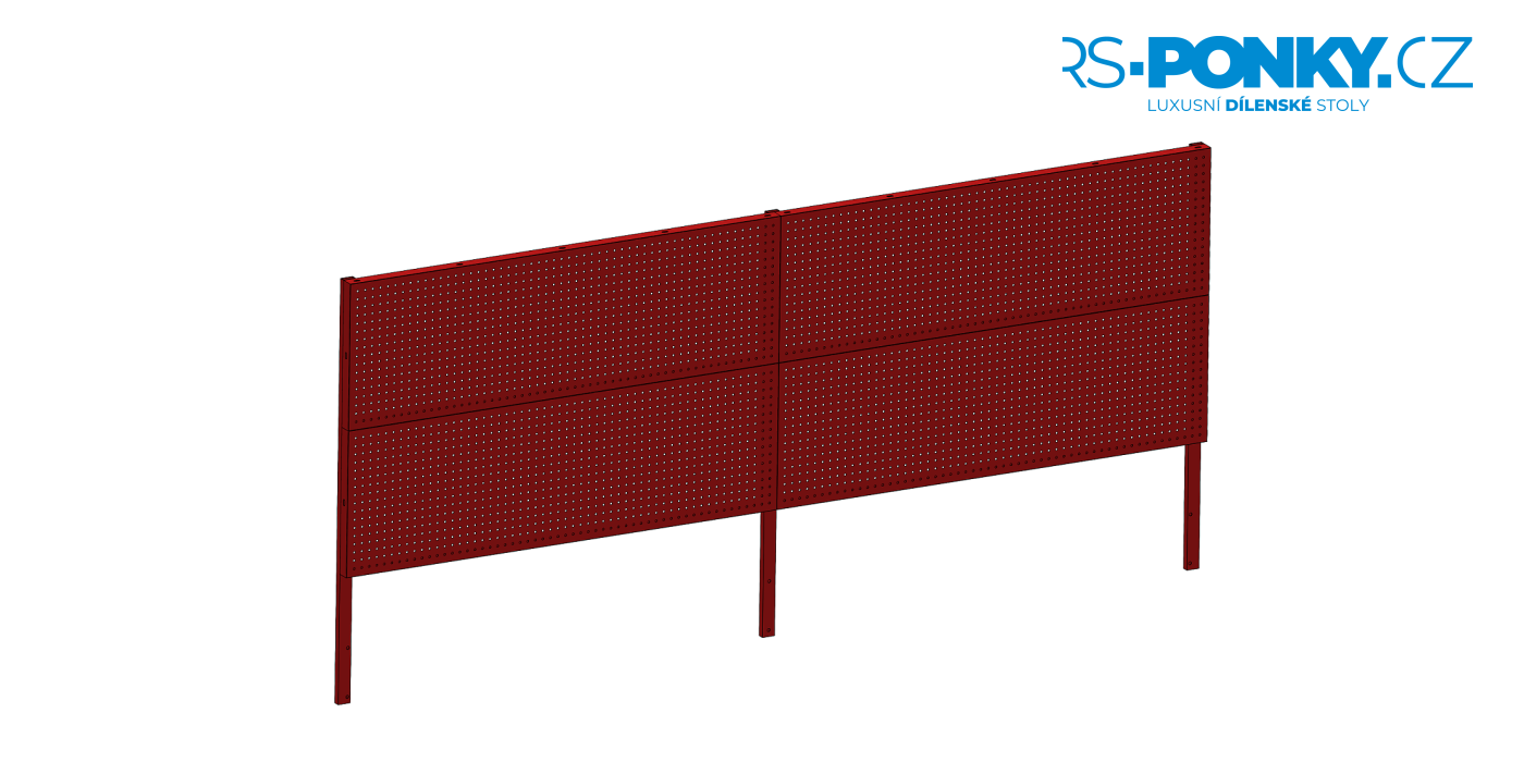 děrovaná stěna 285x90cm - red