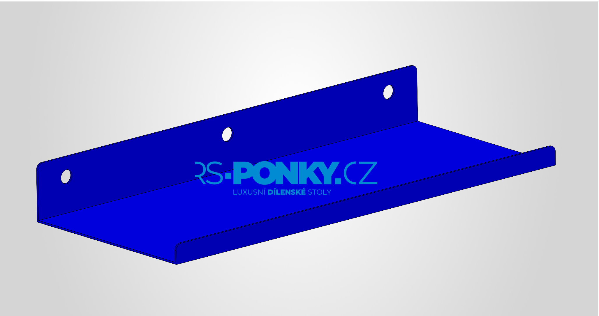 polička na děrovanou stěnu 10x24cm - blue