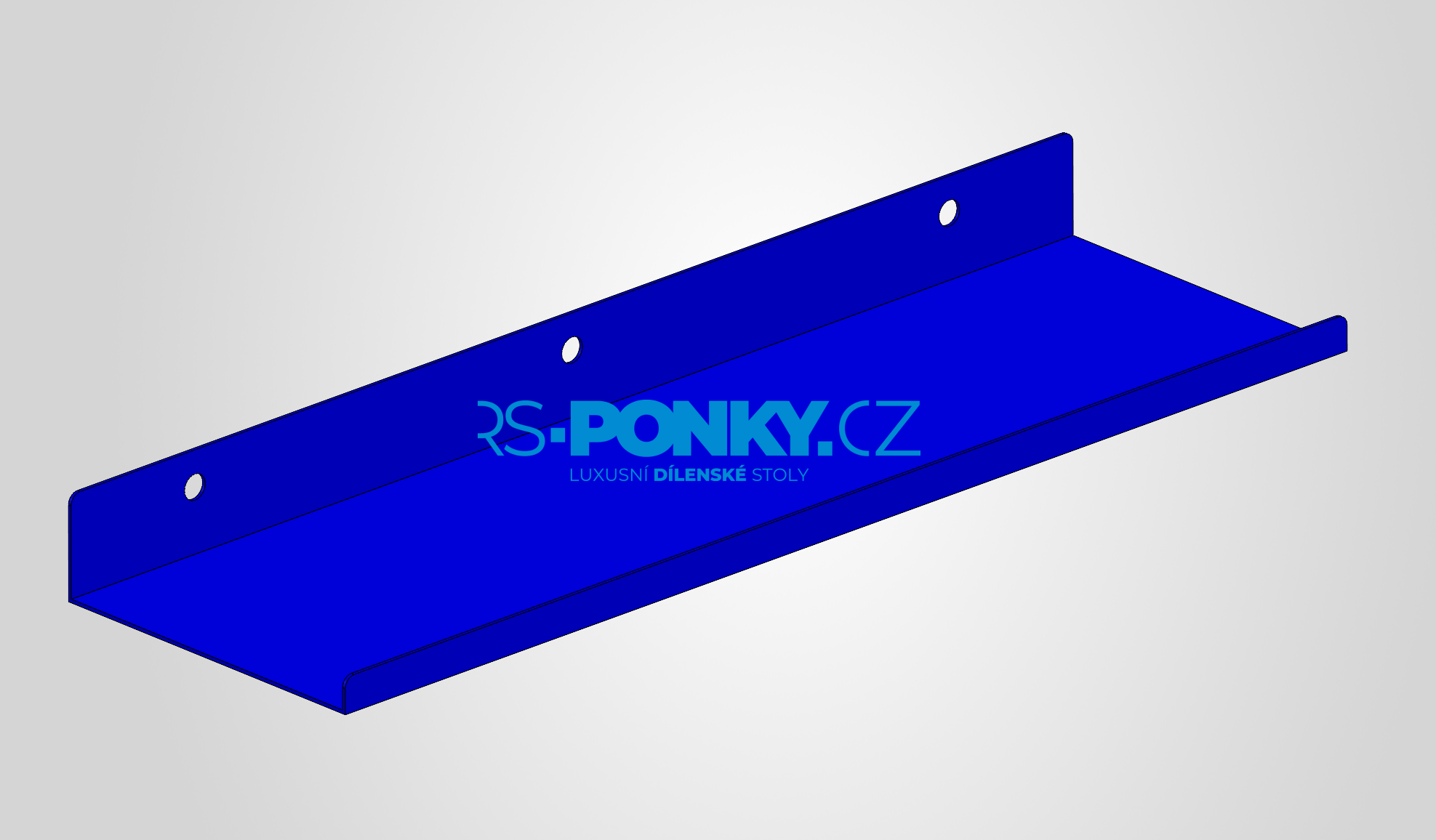 polička na děrovanou stěnu 10x34cm - blue