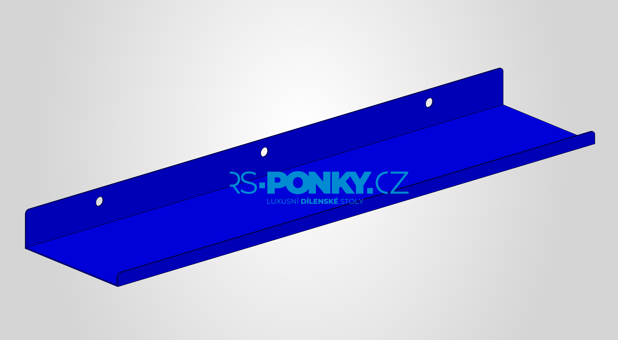 polička na děrovanou stěnu 10x44cm - blue