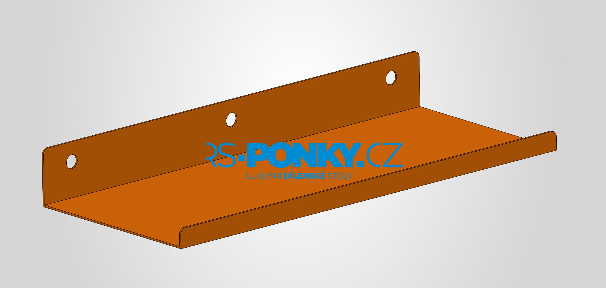 polička na děrovanou stěnu 10x24cm - orange