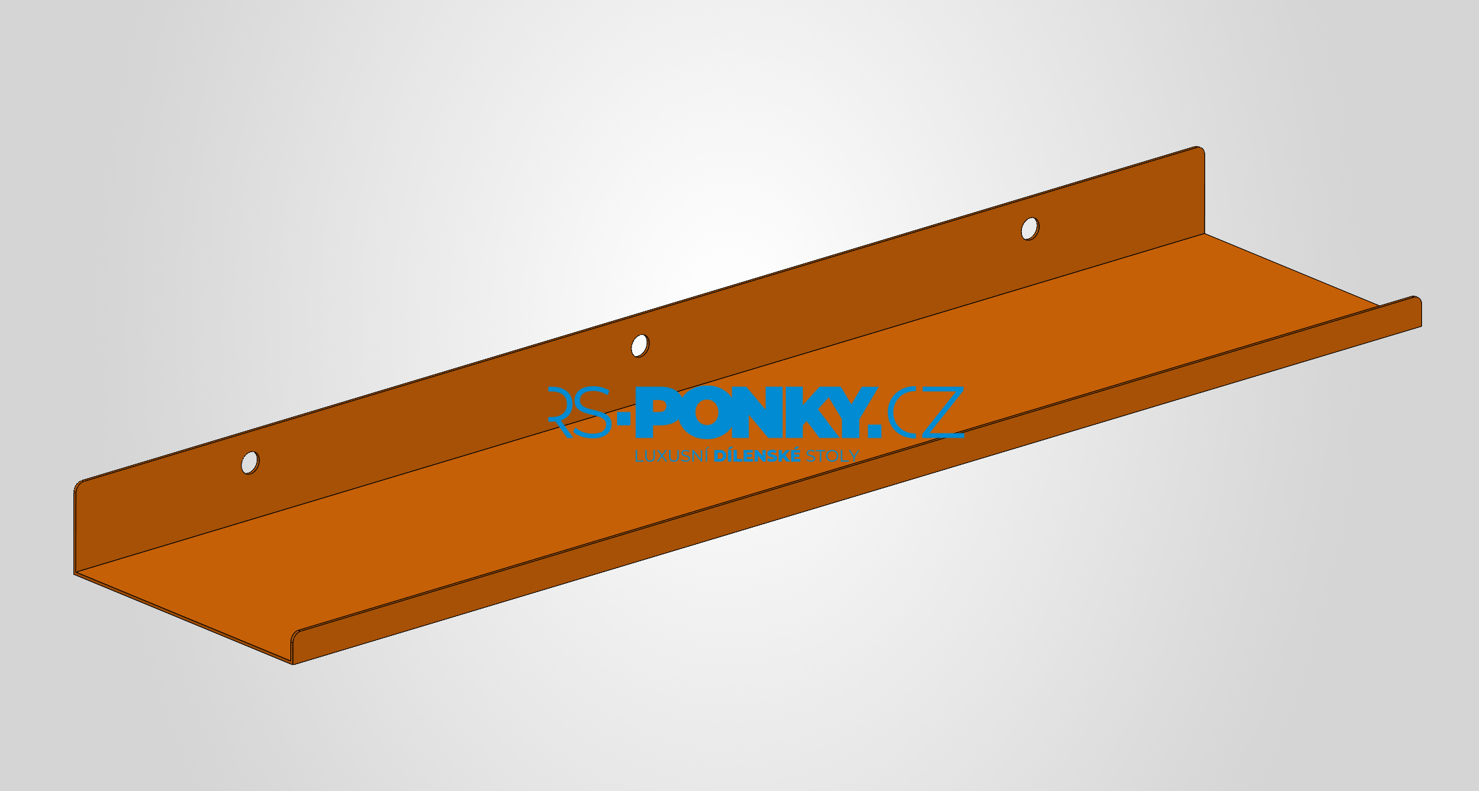 polička na děrovanou stěnu 10x44cm - orange