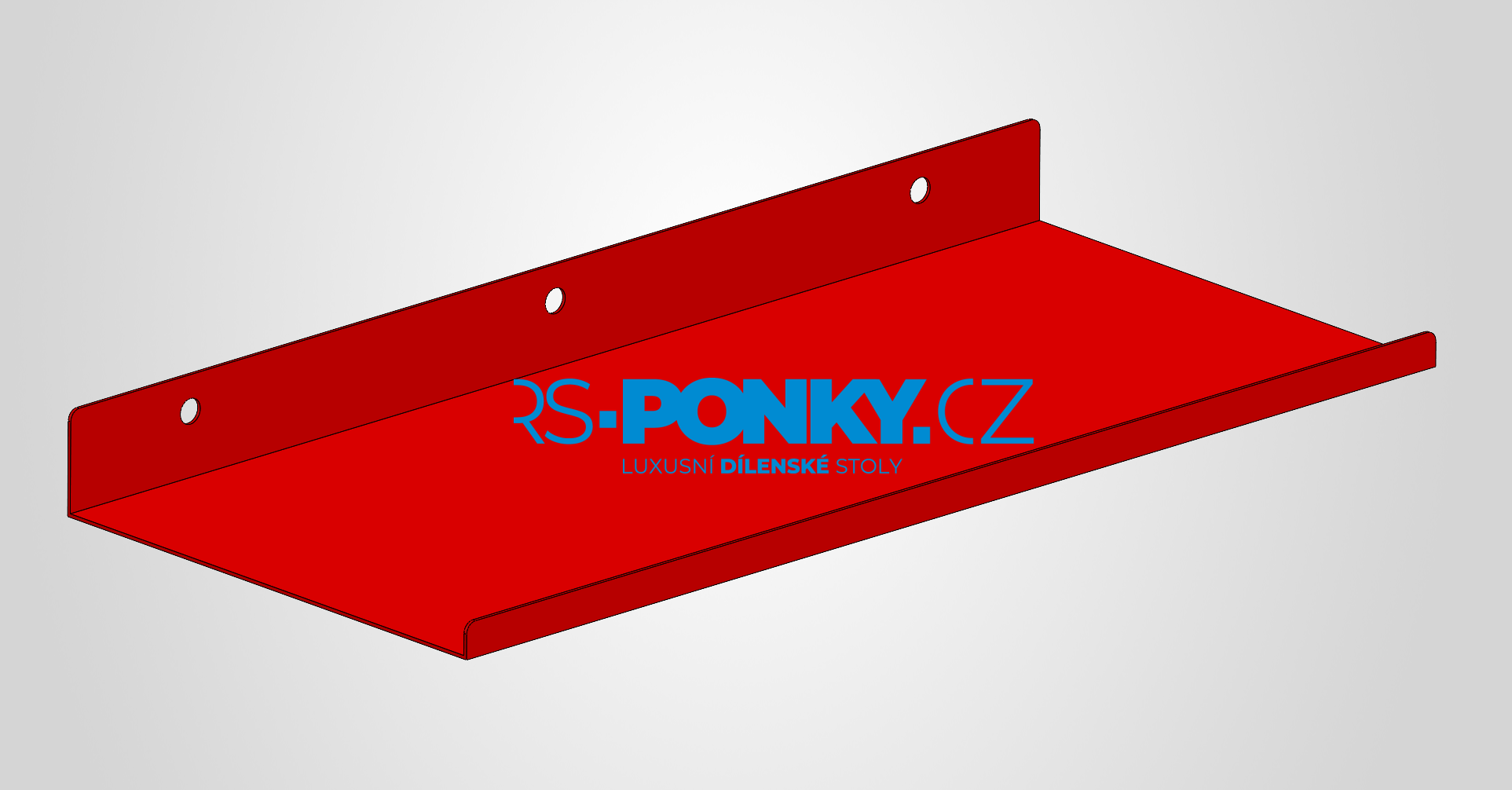 polička na děrovanou stěnu 15x34cm - red