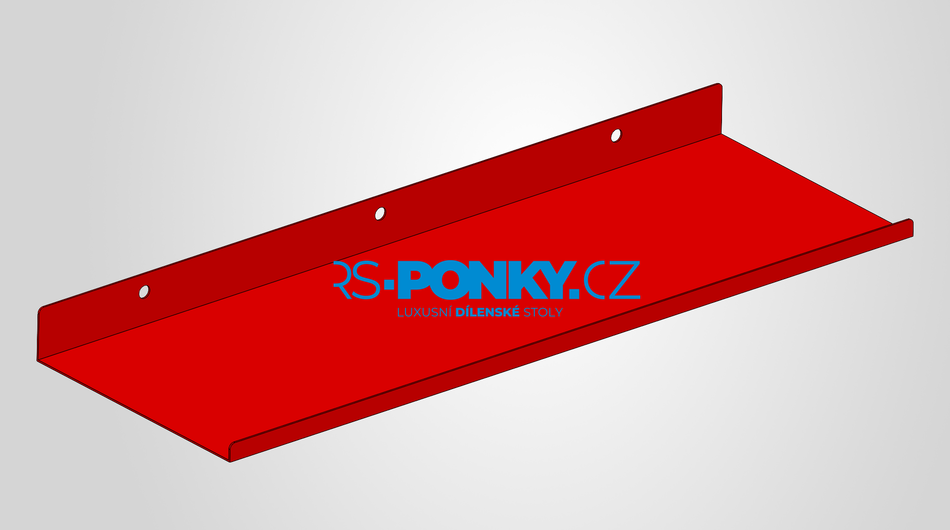 polička na děrovanou stěnu 15x44cm - red