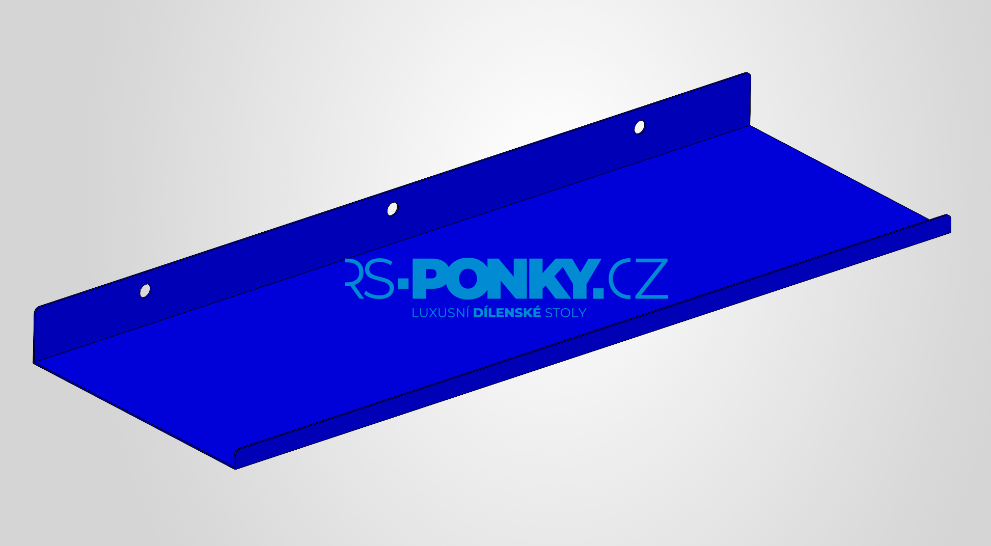 polička na děrovanou stěnu 15x44cm - blue