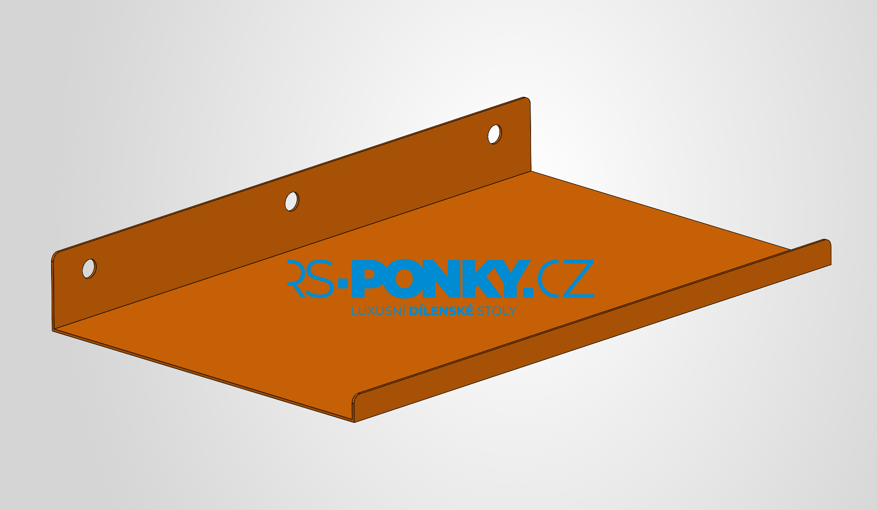 polička na děrovanou stěnu 15x24cm - orange