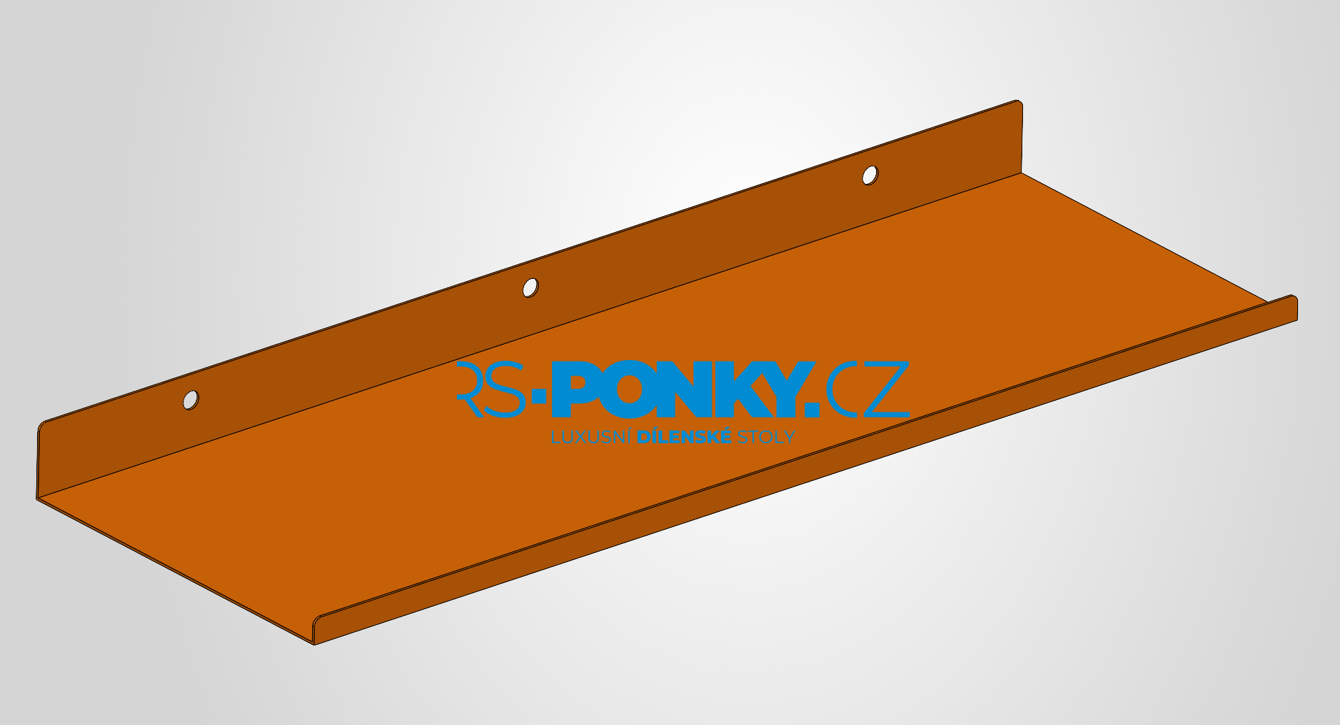 polička na děrovanou stěnu 15x44cm - orange