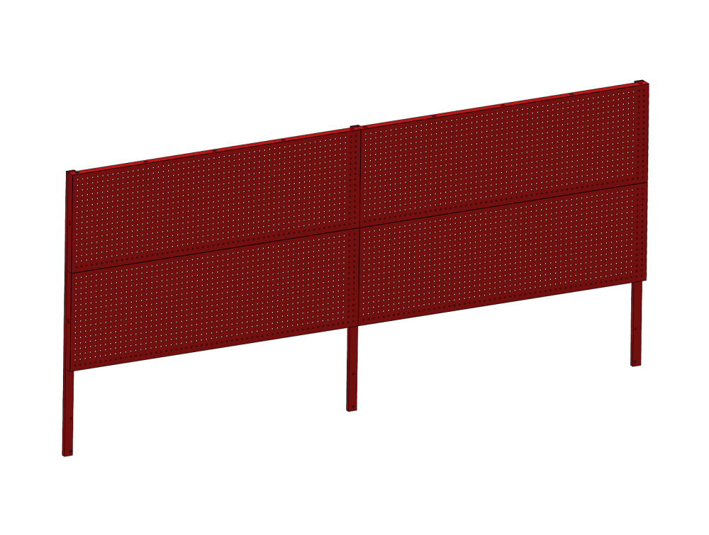 děrovaná stěna 285x90cm - red